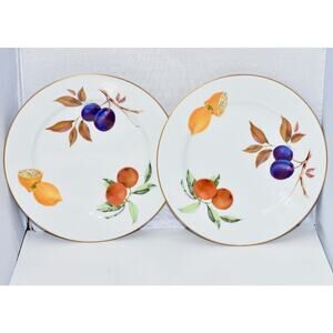2 - Luncheon 9" Plates Lemon, Plums & Gold Trim Royal Worcester - Evesham NEW